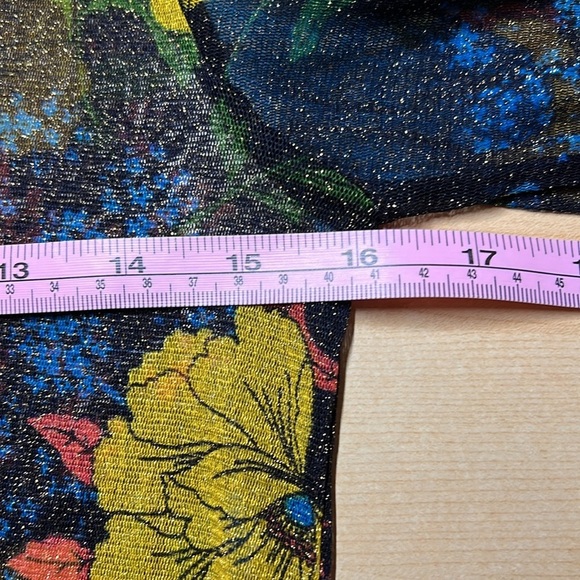 Zara Women Collection Mesh Flower Long Sleeve Sparkly Mesh Top Size Medium - Picture 7 of 8